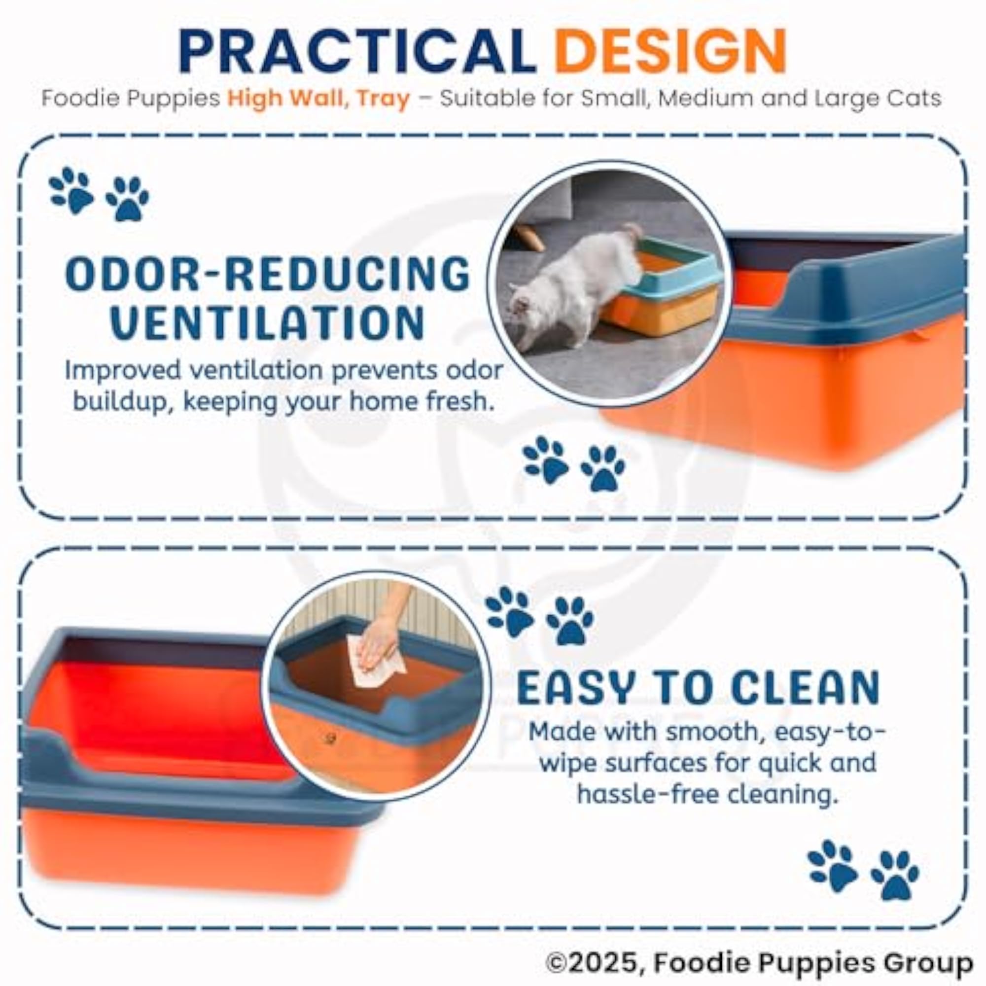 Open-Top Cat Litter Tray with Scooper, High Wall Design